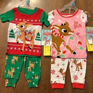 2 pair Rudolph Pajamas * Short Sleeve / Long Pants * size 9 months * Licensed *